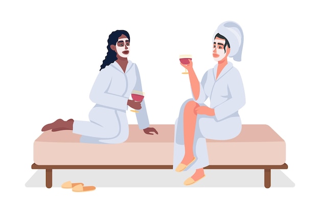 Freunde entspannen im Spa 2D-Vektor isolierte Illustration