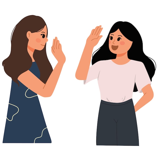 Freunde machen high five und sagen hallo geste hand illustration