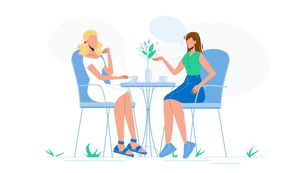 Freundinnen reden und trinken Kaffee im Cafe