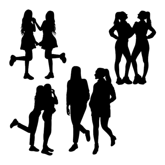 Freundschaft pose silhouetten