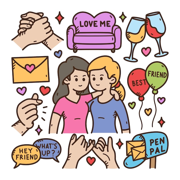 Freundschafts-Doodle-Illustration