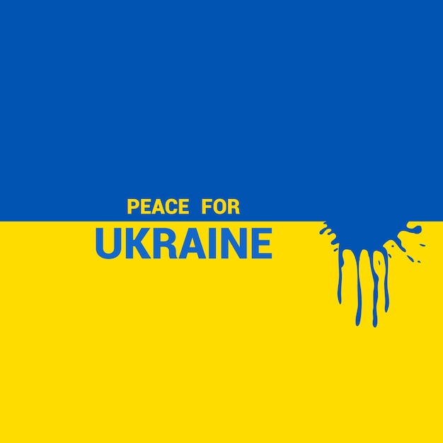 Frieden für ukraine-text mit abstraktem design des flaggenthemas