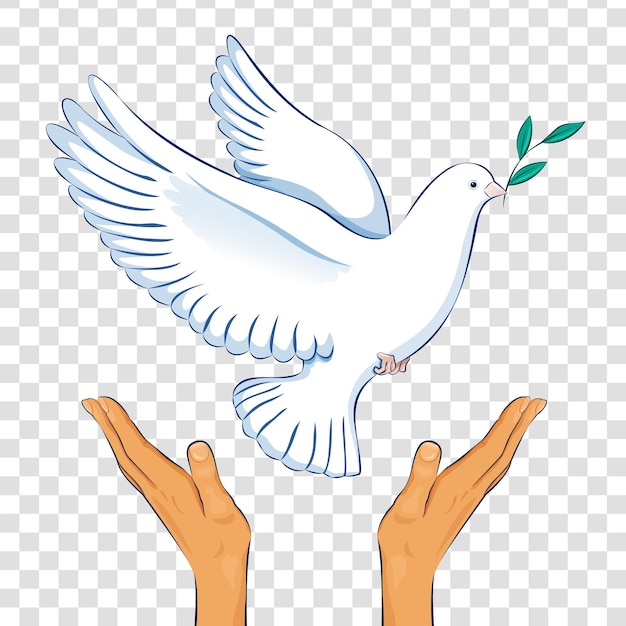 Friedenstaube auf durchsichtigem Hintergrund Friedenssymbole Banner Design für den Internationalen Weltfriedenstag