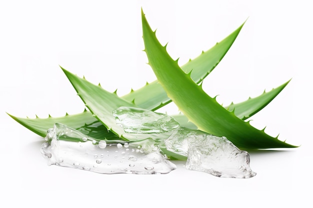 Vektor frische aloe-vera-blätter auf weißem hintergrund