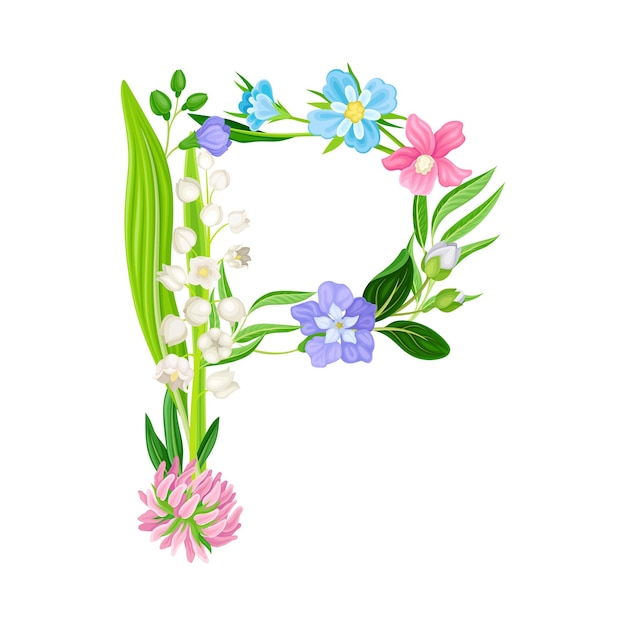 Frische Blumen und Pflanzen in der Form von Buchstaben des Alphabets