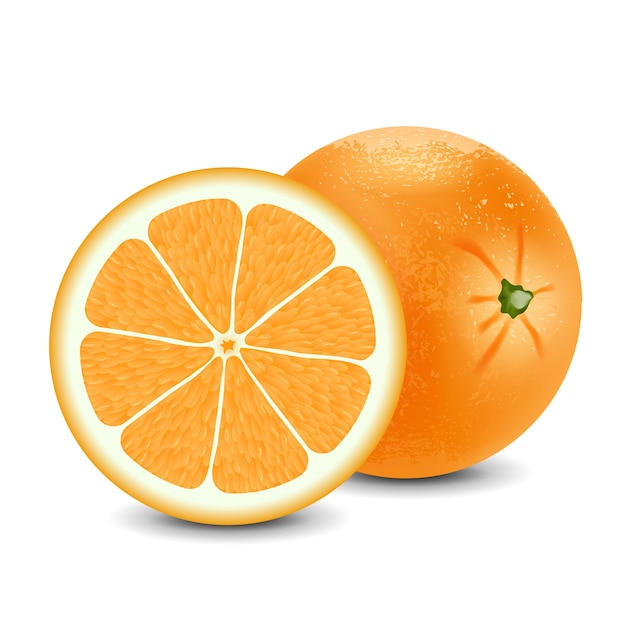Frische orangefarbene Isolierung auf weißem Hintergrund