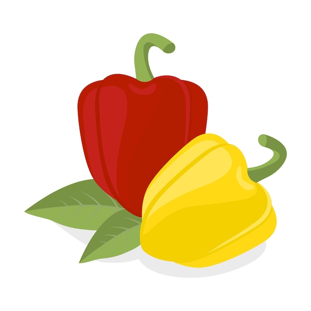 Frische rote gelbe paprika leckeres süßes gemüsepaprika-set paprika-symbol vektor
