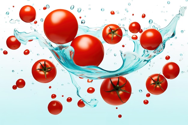 Vektor frische tomaten in wasser, isoliert auf weißem hintergrund