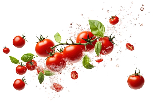 Frische tomaten in wasser, isoliert auf weißem hintergrund