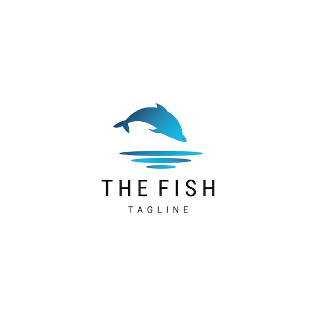 Frischer Fisch aquatische Retro-Linie kreative Kollektion für Business-Logo Premium-Vektor
