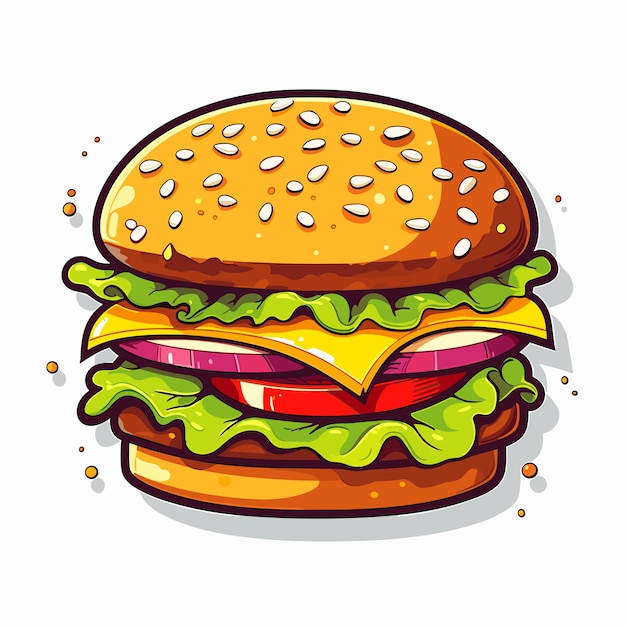 Frischer hamburger-fast-food mit rindfleisch und käse-fast-food-menü illustration