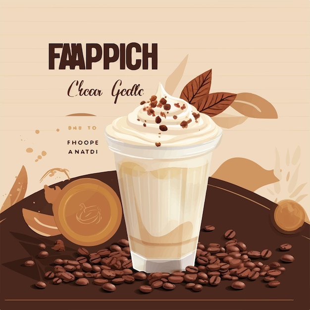 Vektor frischer java-chip-frappuccino-post in den sozialen medien