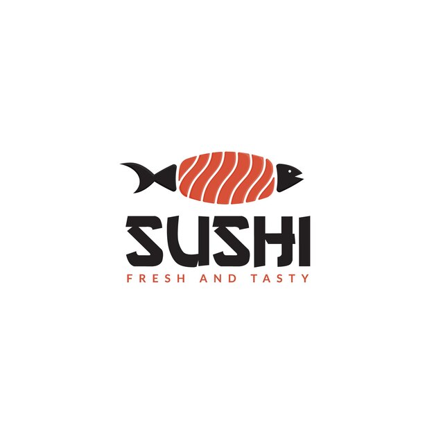 Frischer lachs und sushi-logo-design