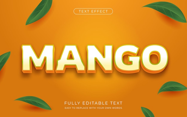 Vektor frischer mango-texteffekt bearbeitbarer schriftstil