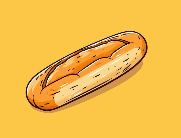 Vektor frisches französisches baguette, lange laibbrotbäckerei zum frühstück, vektorillustration