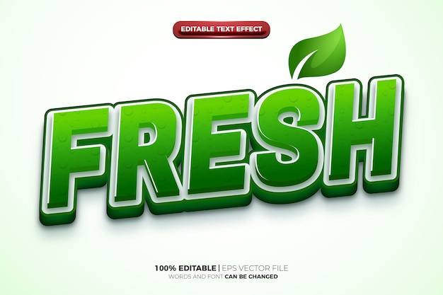 Frisches grünes Bio-Lebensmittel Natur 3D-Logo Mock-up-Vorlage Editierbarer Text-Effekt-Stil