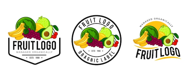 Vektor frisches obst-logo-schablonendesign