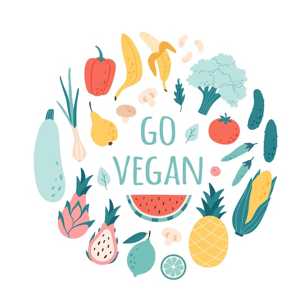 Frisches obst und gemüse gesunde ernährung richtige ernährung vegetarisches und veganes konzept gehen sie vegan