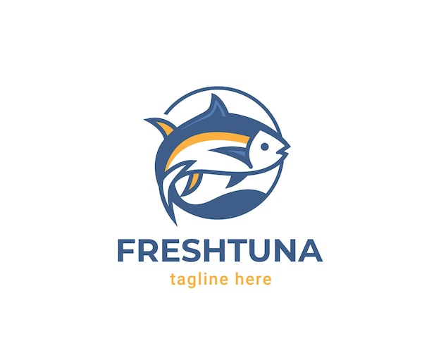 Frisches thunfisch-logo mit kreis