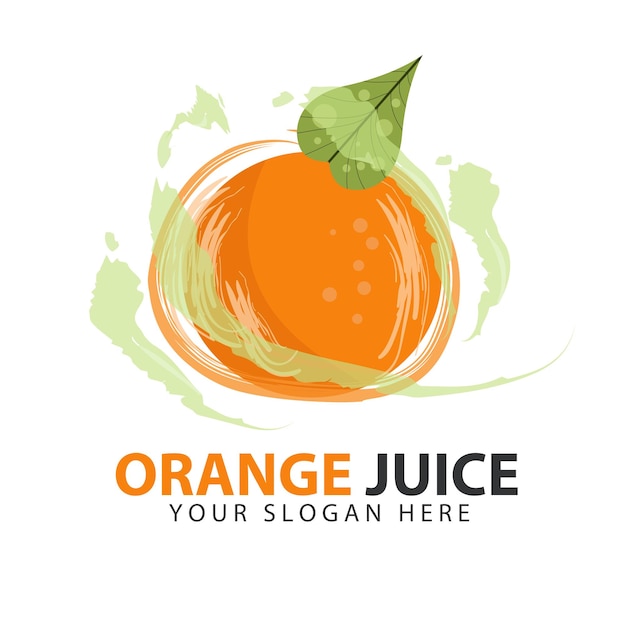 Frisches Zitrusfrucht-Logo mit Blättern oben Minimalistischer Logo-Design-Ikonenvektor