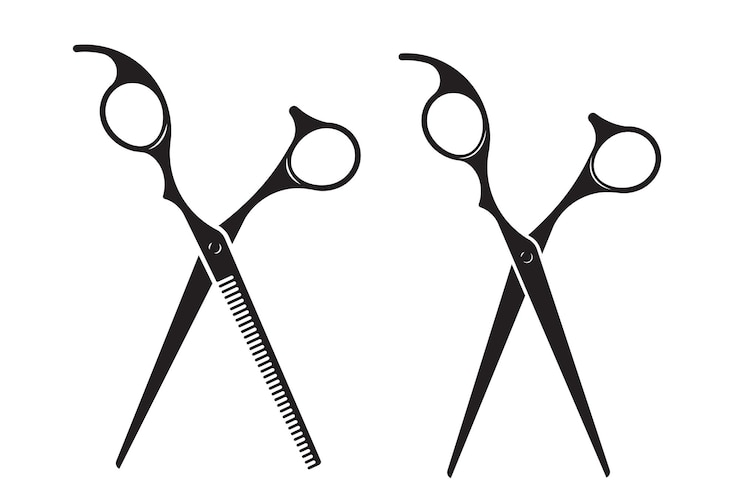 Vektor friseur friseurschere professionelle salonwerkzeuge friseur-design-element