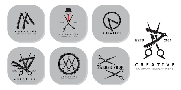 Friseur Werkzeug Schere Logo Symbol Hintergrundsymbol