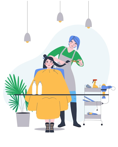 Friseurmeister schneidet Haare Ein Kunde bekommt einen Haarschnitt von einem Stylisten Arbeiten Sie in einem Schönheitssalon