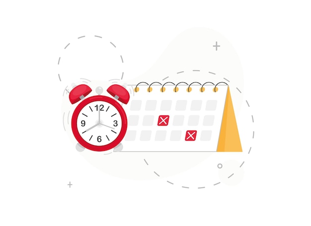 Frist mit Kalender und Wecker
