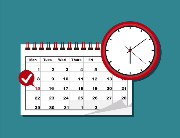 Fristerinnerungskalender mit flachem Uhrentwurf