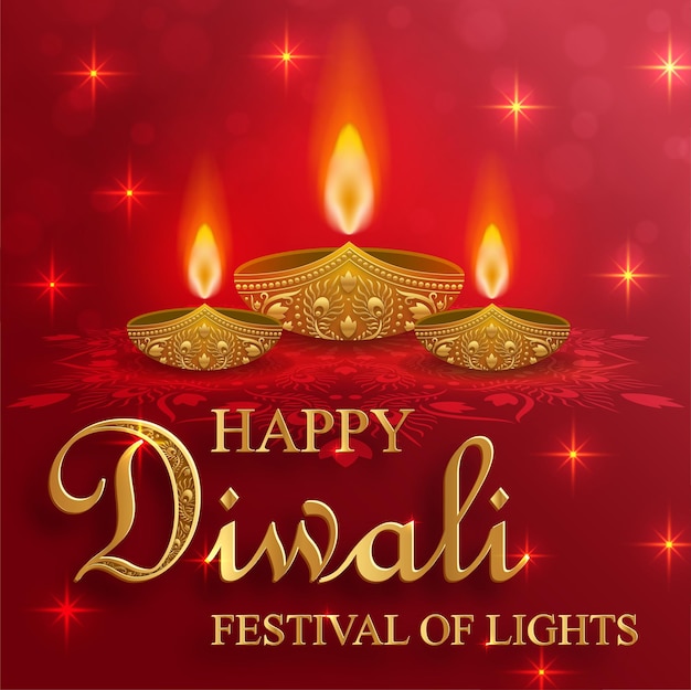 Fröhliche diwali-vektorillustration festliche diwali- und deepawali-karte das indische lichterfest auf farbigem hintergrund