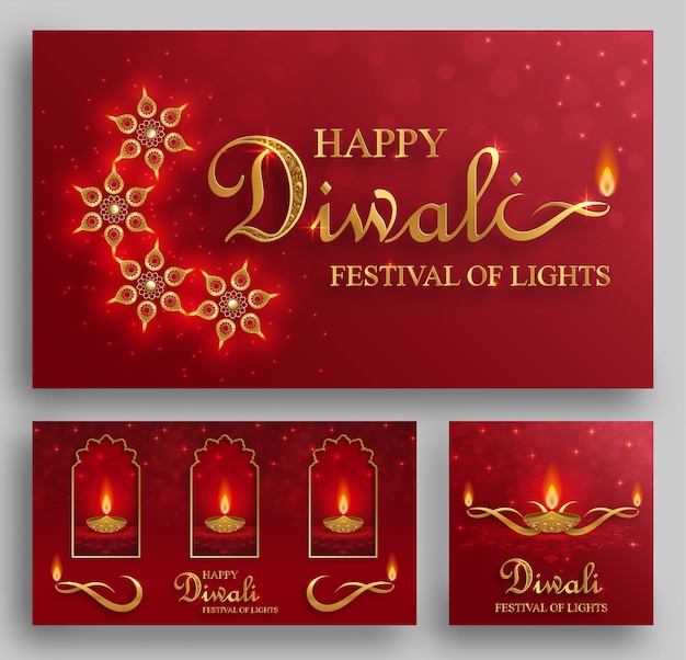 Fröhliche diwali-vektorillustration festliche diwali- und deepawali-karte das indische lichterfest auf farbigem hintergrund