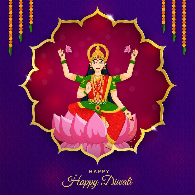 Fröhliche diwali-verehrung der göttin laxmi