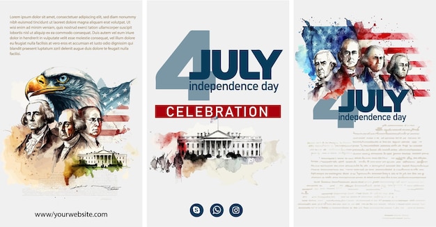 Fröhliche Grußkarte zum Unabhängigkeitstag der USA am 4. Juli mit wehender amerikanischer Nationalflagge und Hand