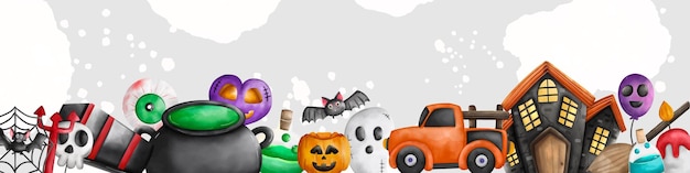 Fröhliche halloween-elemente und heller hintergrund für banner decken halloween-feiertagspartyxdxa ab