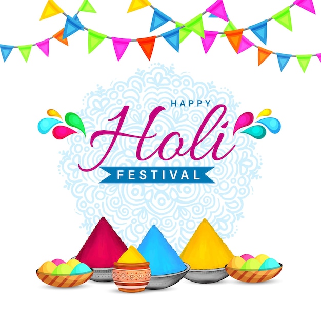 Fröhliche Holi-Grüße Weiß Lila Blau Bunte indische Hinduismus Festival Social Media Hintergrund