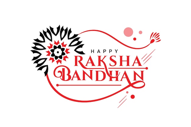 Fröhliche raksha bandhan-begrüßung mit englischem schrifttypografie-design und rakhi-design