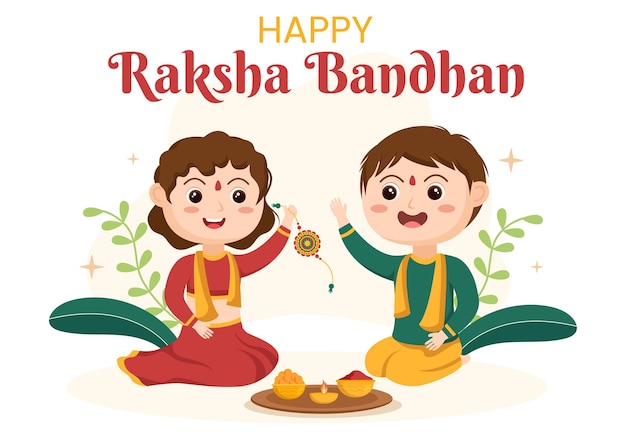 Fröhliche raksha bandhan-karikaturillustration bei der indischen festfeier