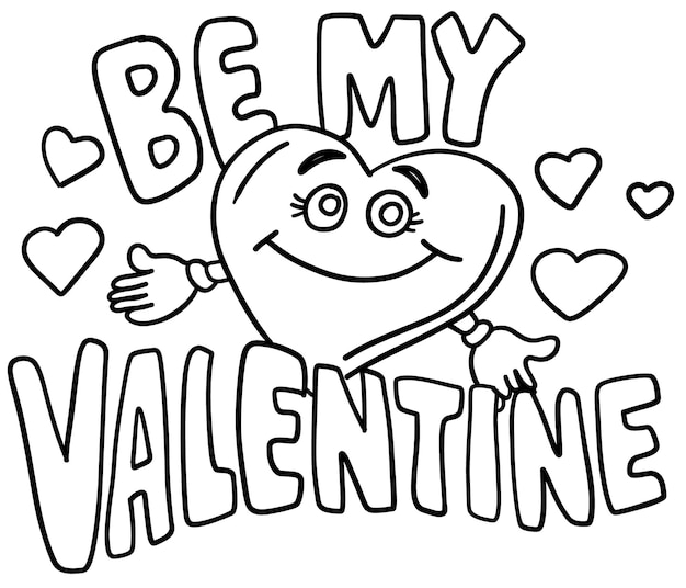 Fröhlichen Valentinstag. Liebestag mit Herzen. Karikatur
