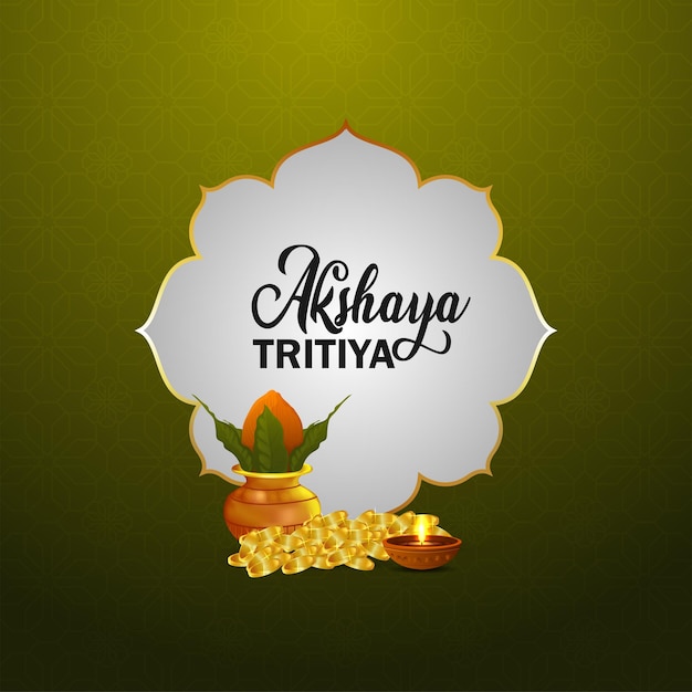 Fröhlicher akshaya-tritiya-tag mit goldenem münztopf