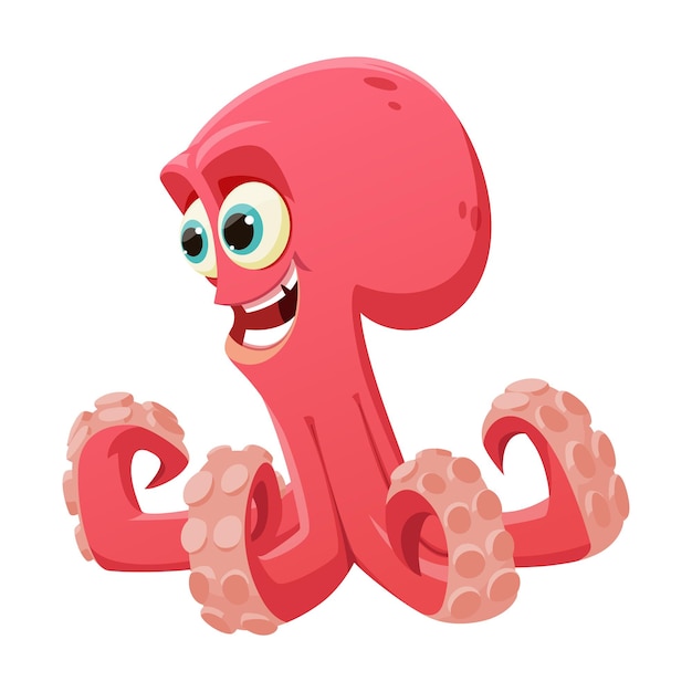 Fröhlicher cartoon farbiger oktopus für printillustrationgamevector cliparts