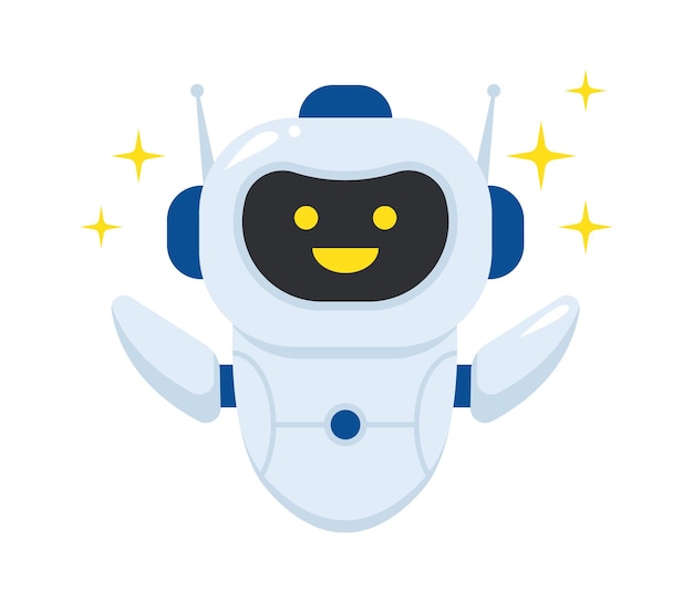 Fröhlicher Chatbot Character Support Automated Service Vector Illustration