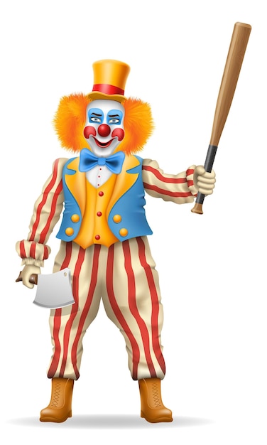 Fröhlicher clown-schauspieler und zirkuscharakter vektorillustration