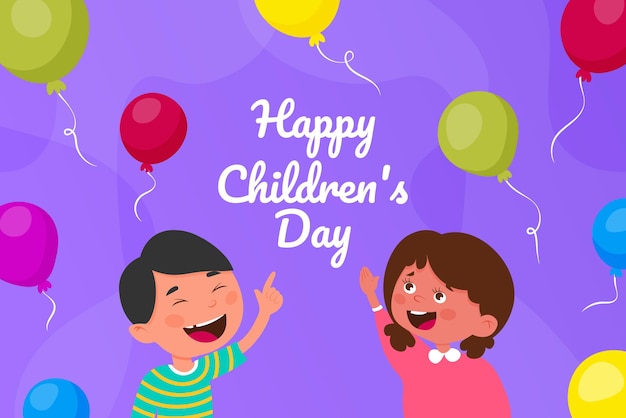Fröhlicher Kindertag mit Cartoon-Design für Jungen und Mädchen