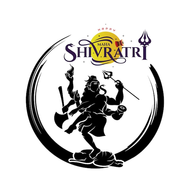 Vektor fröhlicher maha shivratri-gruß mit lord shiva natraj shiv-illustration