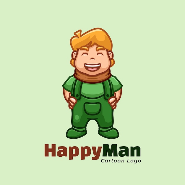 Fröhlicher Mann-Cartoon-Maskottchen-Logo-Design