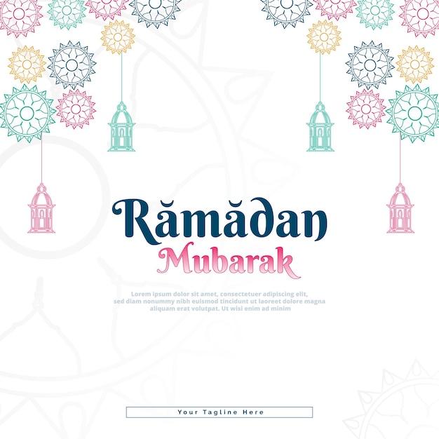 Fröhlicher ramadan mubarak bunter mandala hintergrund islamisches social media postdesign