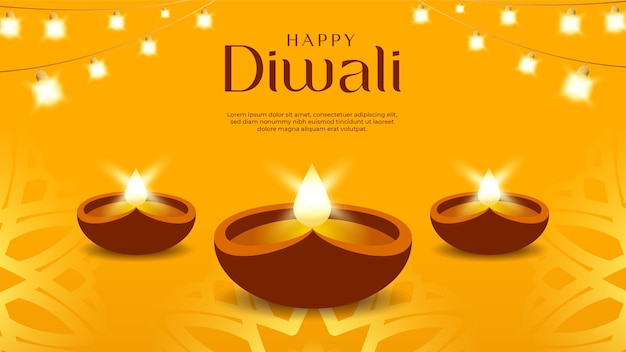 Fröhliches Diwali-Banner mit Diya