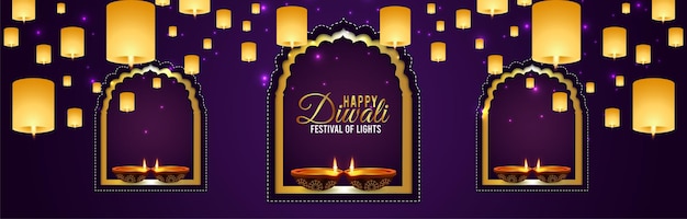 Fröhliches diwali-feier-banner diwali das fest des lichts