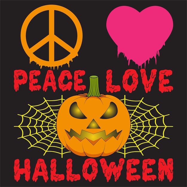 Fröhliches halloween-t-shirt-design mit halloween-elementen oder handgezeichnetem halloween-typografie-design