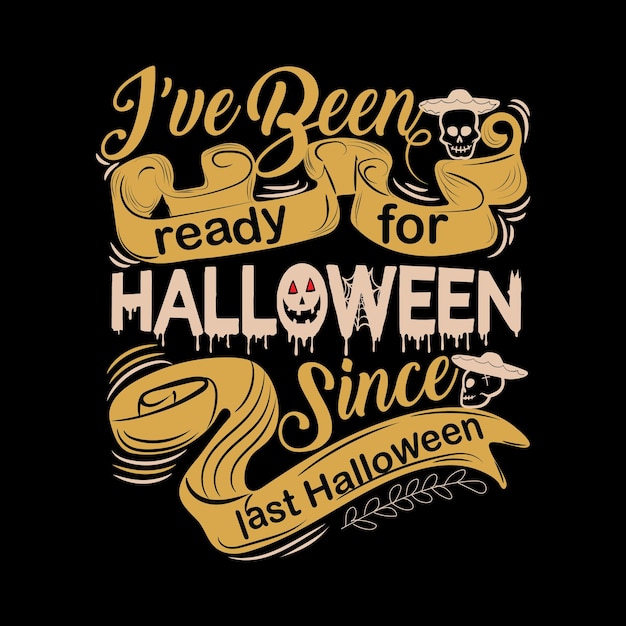 Fröhliches halloween-t-shirt-design mit halloween-elementen oder handgezeichnetem halloween-typografie-design
